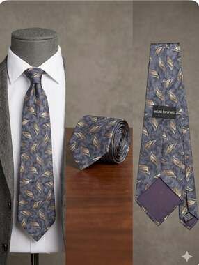 Enzo Brunatti 100% Silk Leaf Pattern Necktie